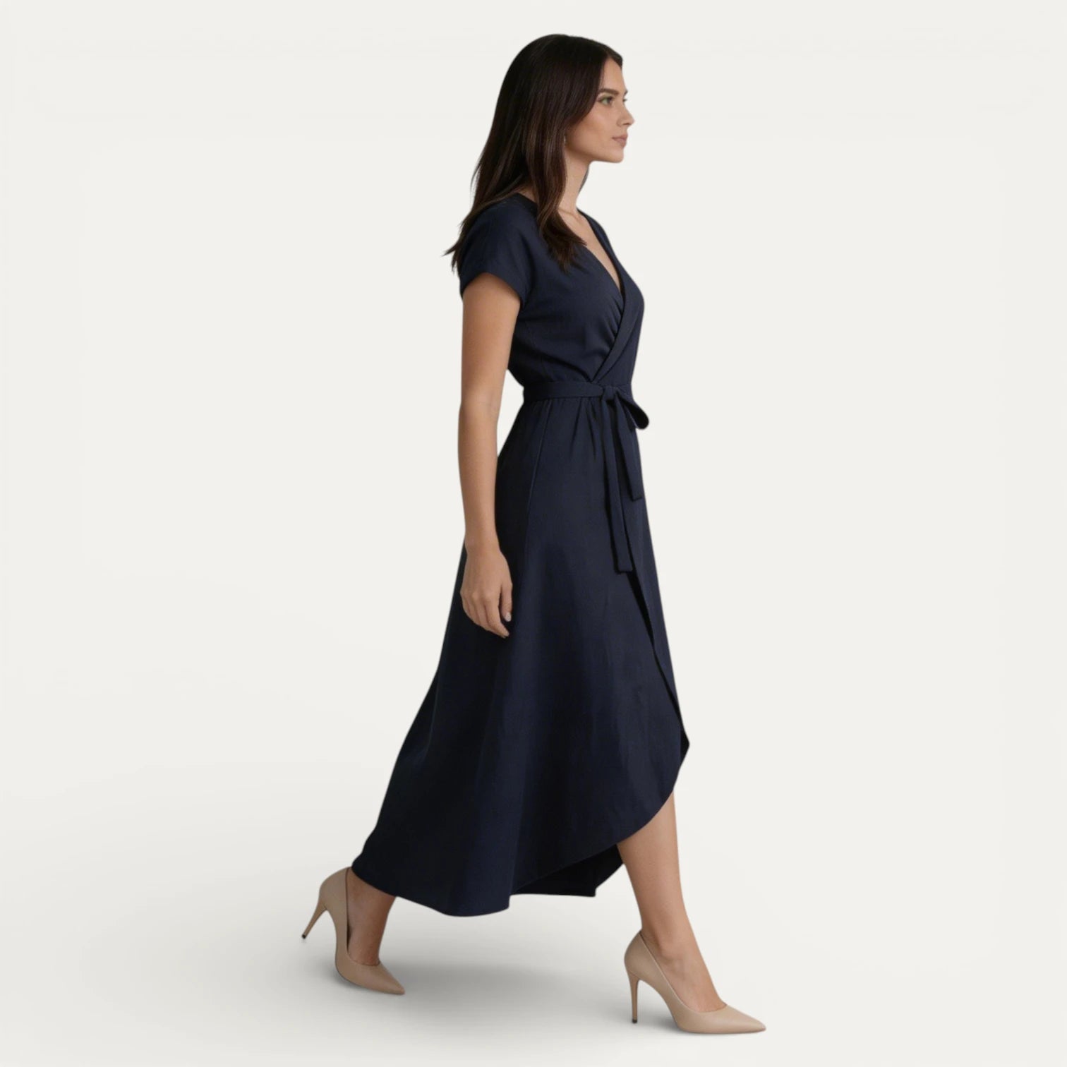 Robe Portefeuille Femme Midi Col V Manches