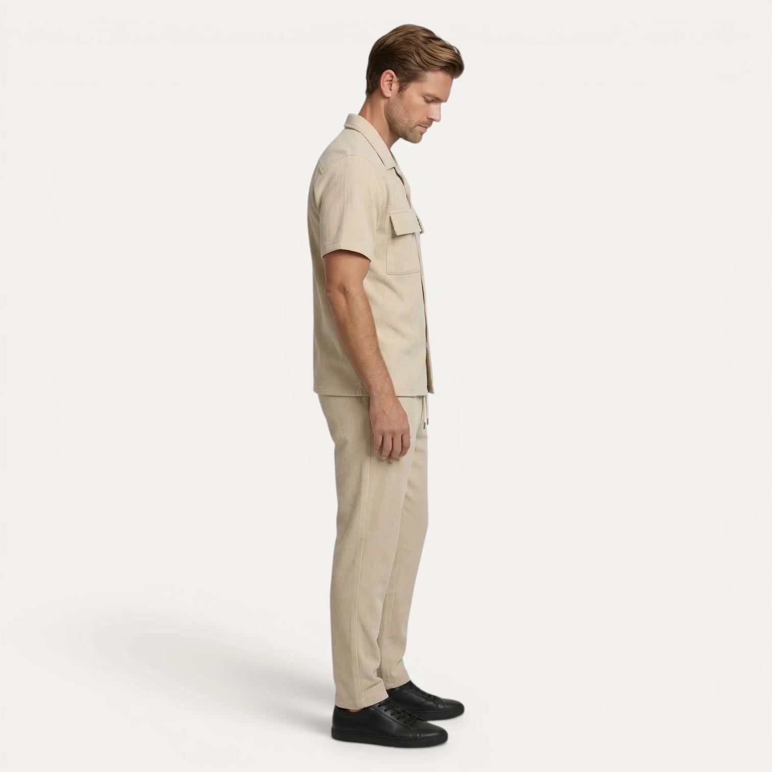 Ensemble Homme Chemise Manches Courtes Boutonnée Pantalon