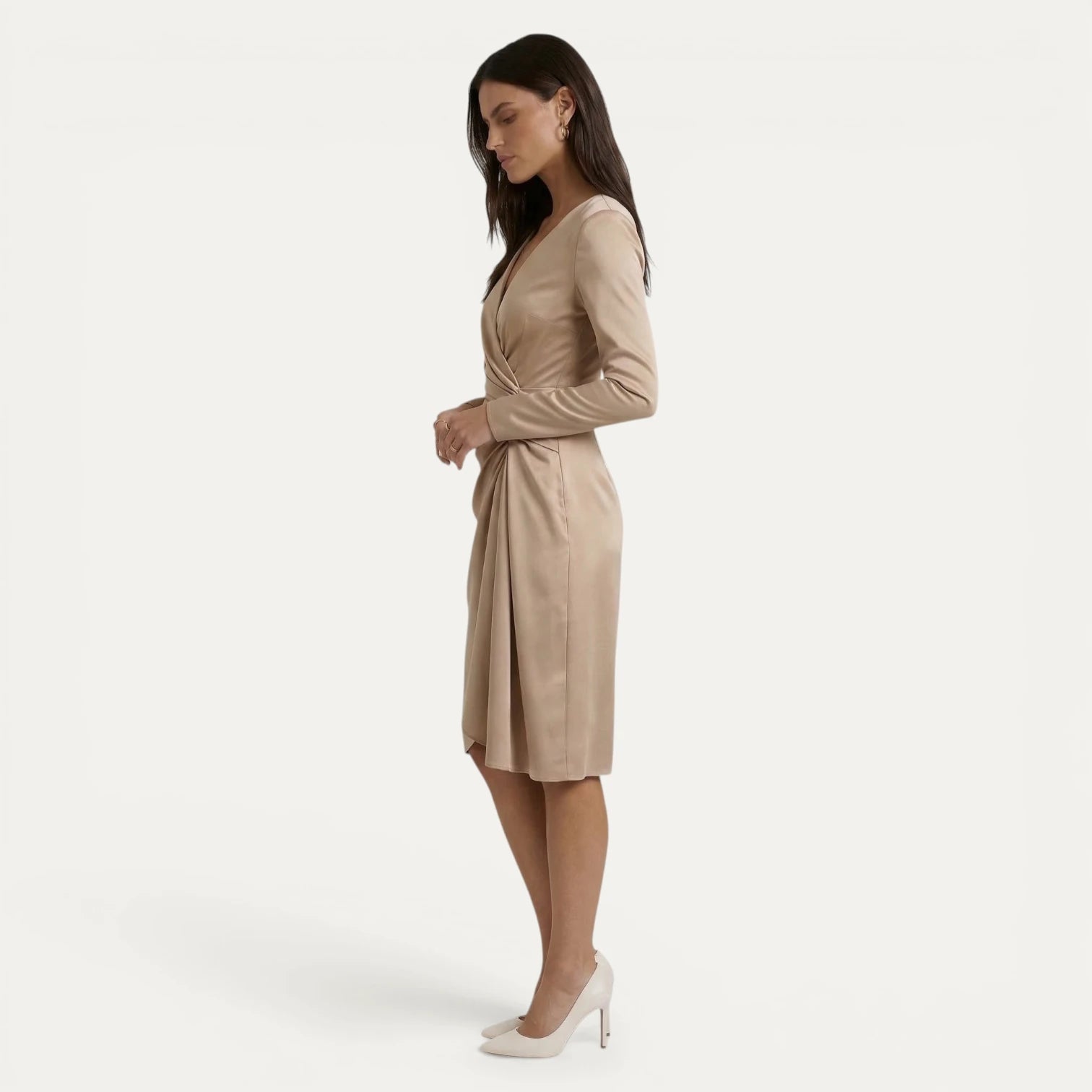 Robe Portefeuille Femme Col V Froncée Manches
