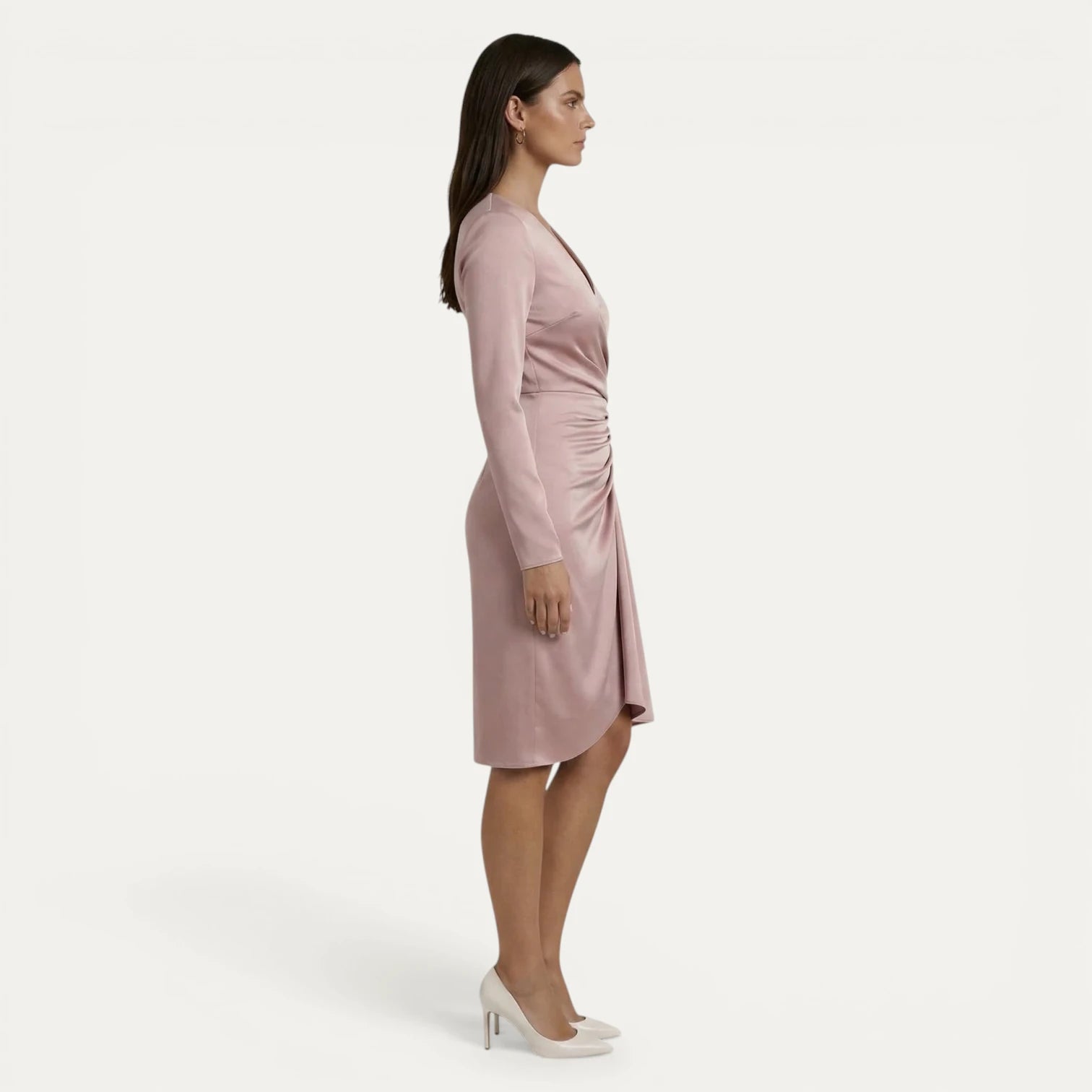 Robe Portefeuille Femme Col V Froncée Manches