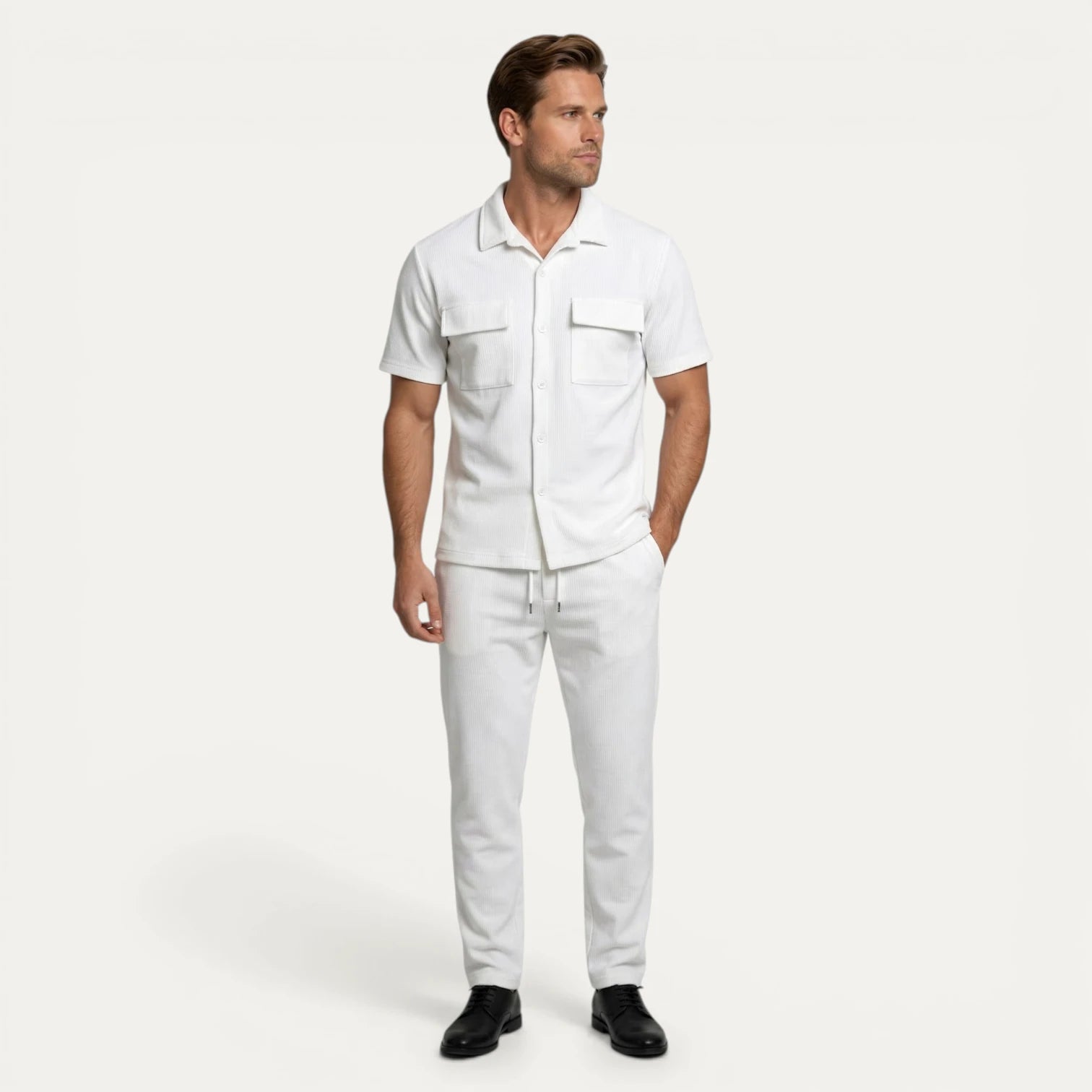 Ensemble Homme Chemise Manches Courtes Boutonnée Pantalon