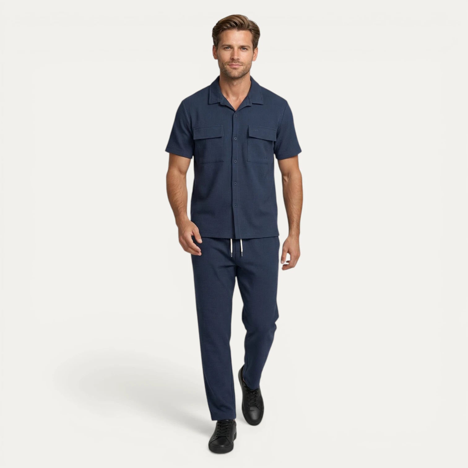 Ensemble Homme Chemise Manches Courtes Boutonnée Pantalon