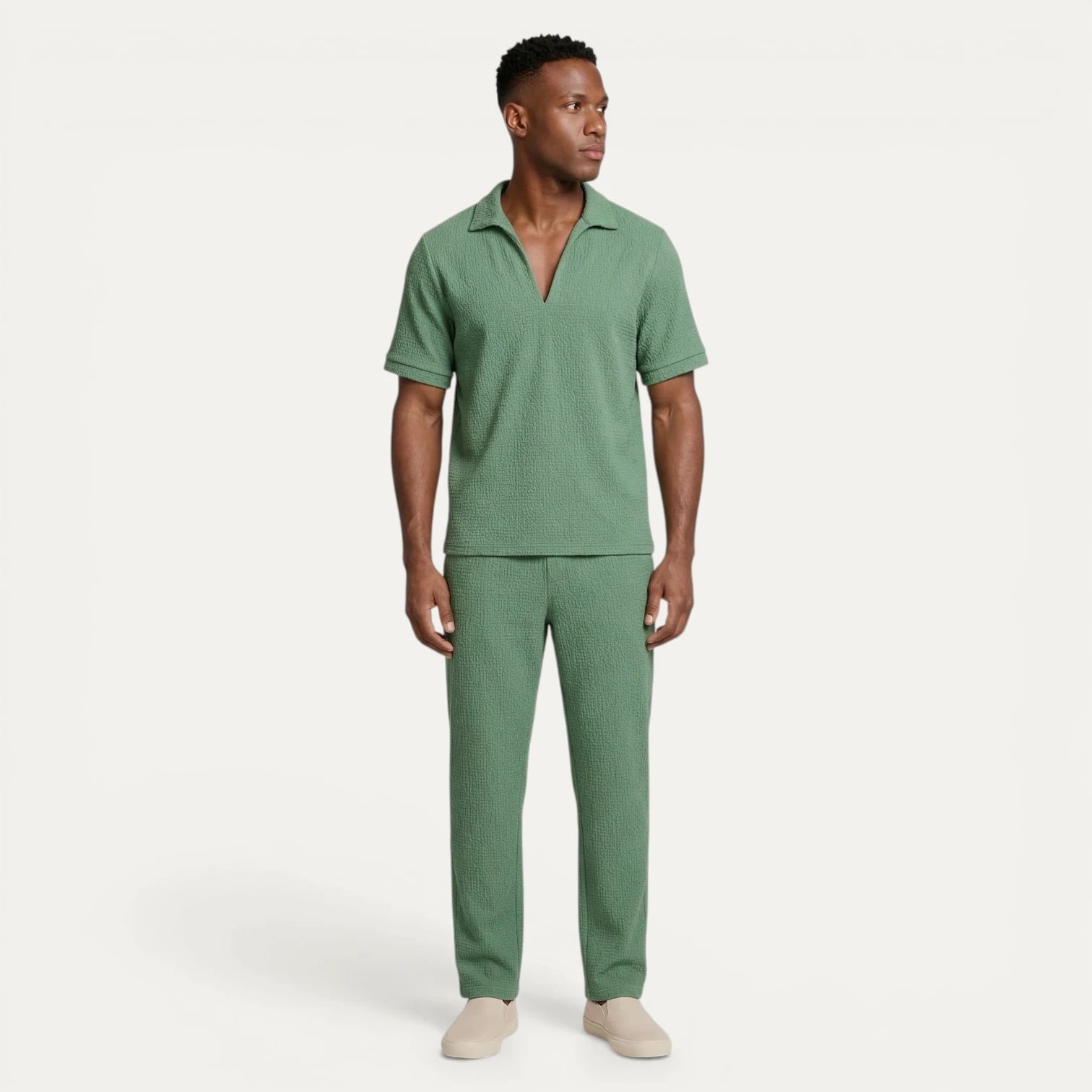 Ensemble Homme Chemise Col Ouvert Manches Courtes