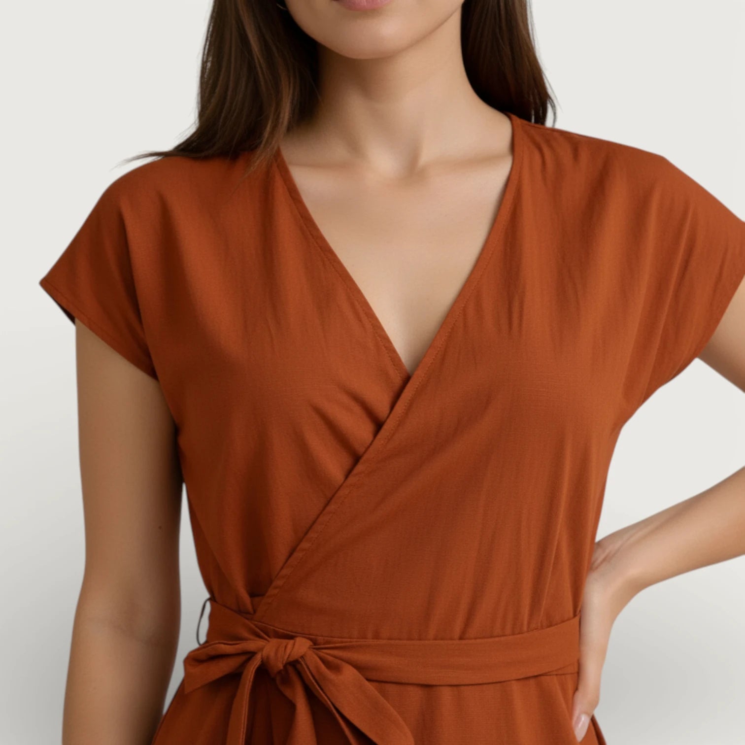 Robe Portefeuille Femme Midi Col V Manches