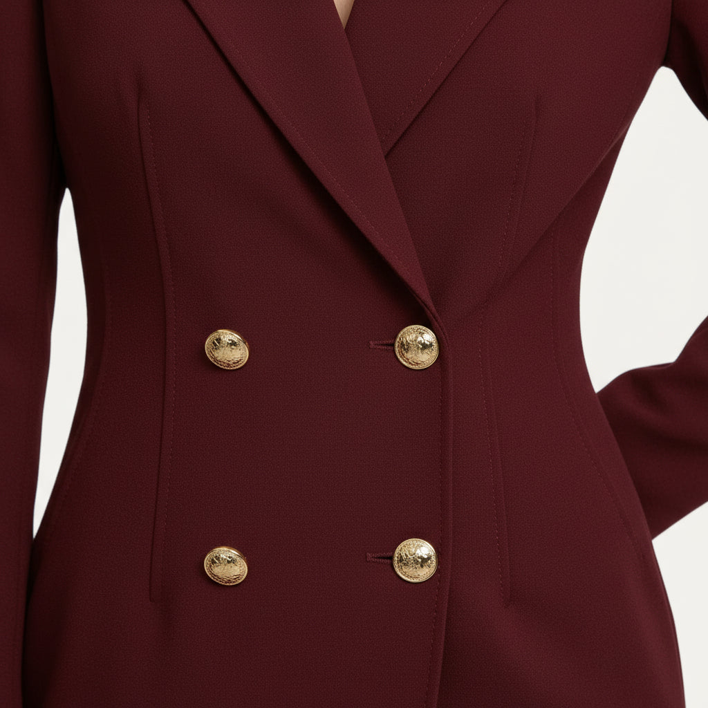 Robe Blazer Femme Double Boutonnage Boutons Dorés