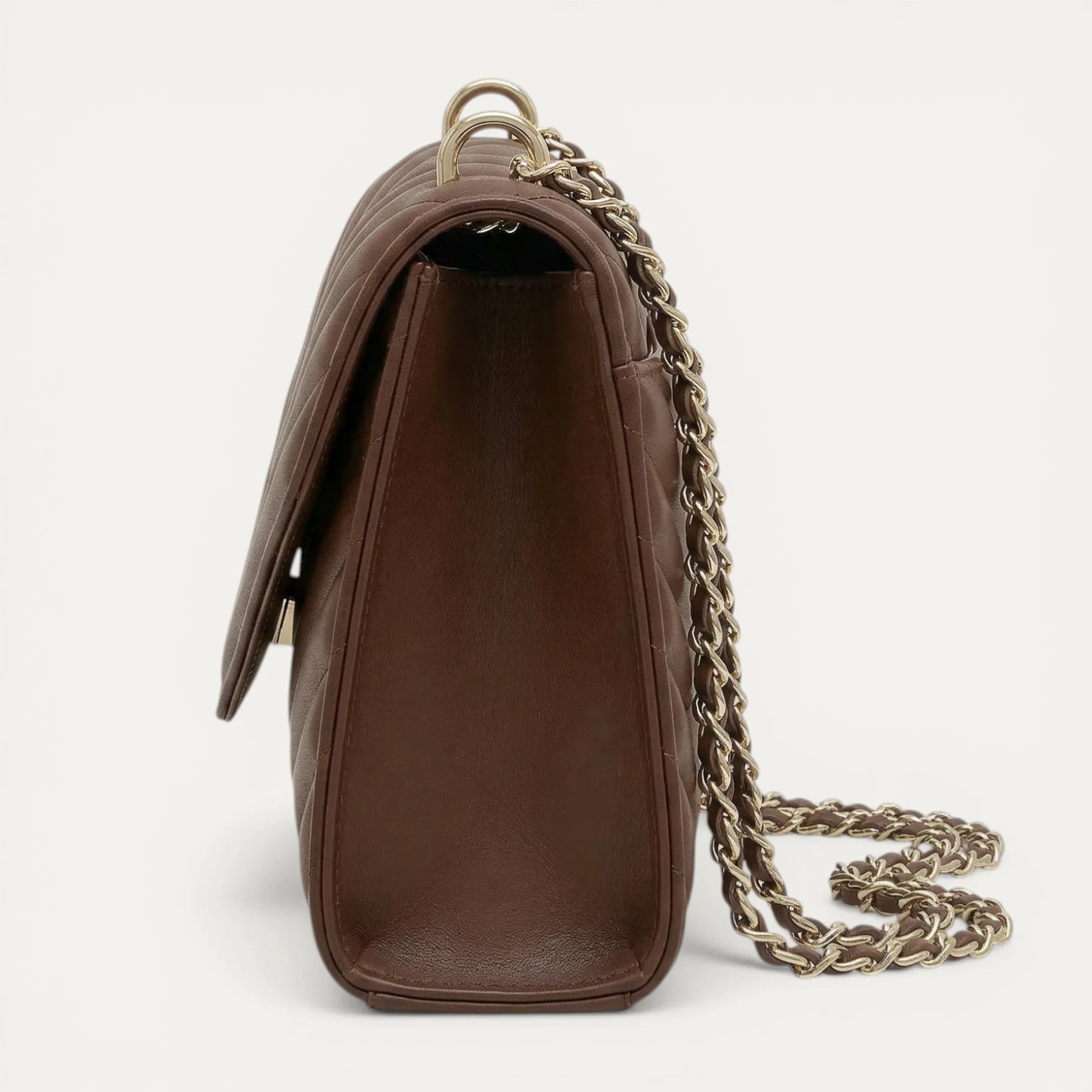 Sac Bandoulière Femme Matelassé Chevrons Chaîne Rabat