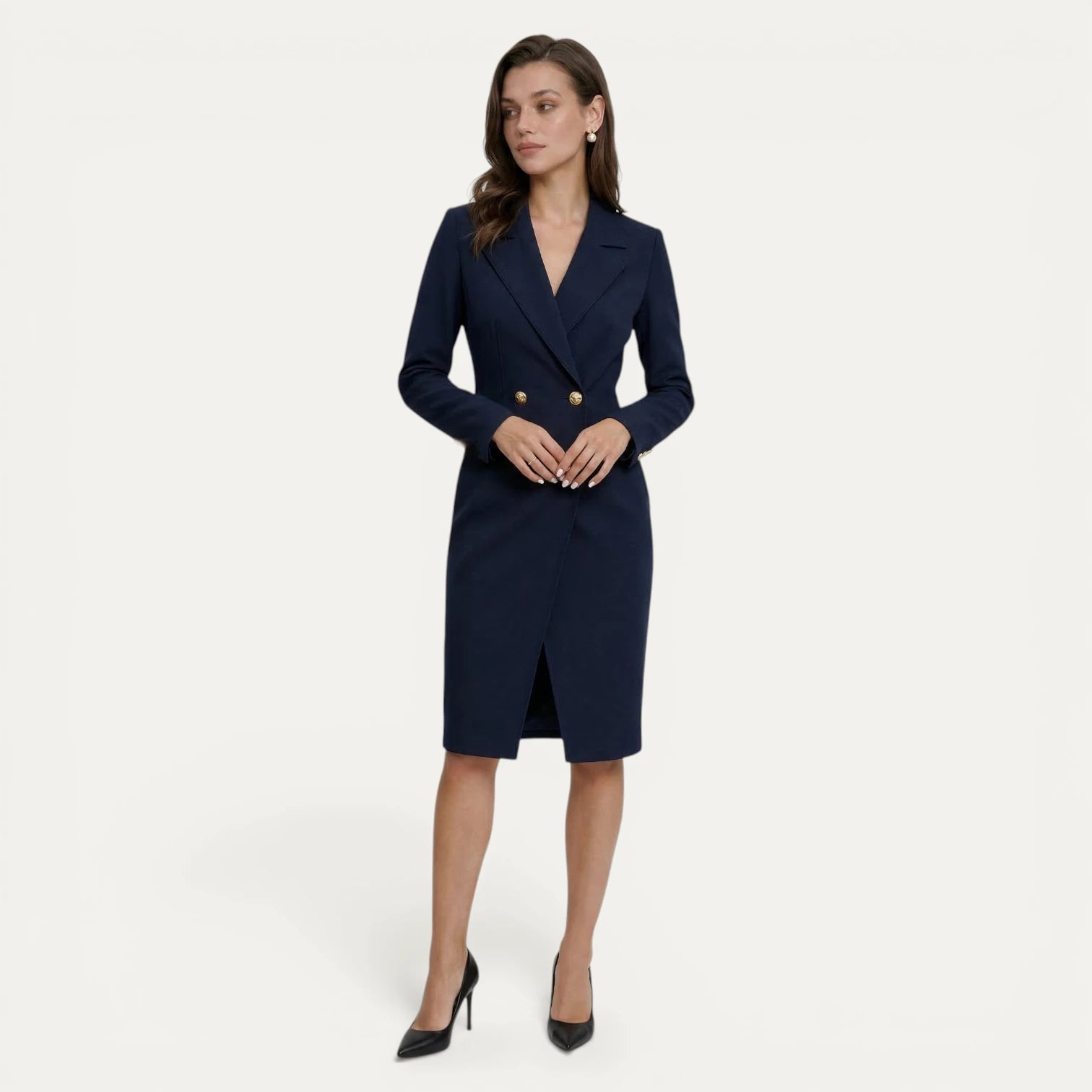 Robe Blazer Femme Double Boutonnage Boutons Dorés