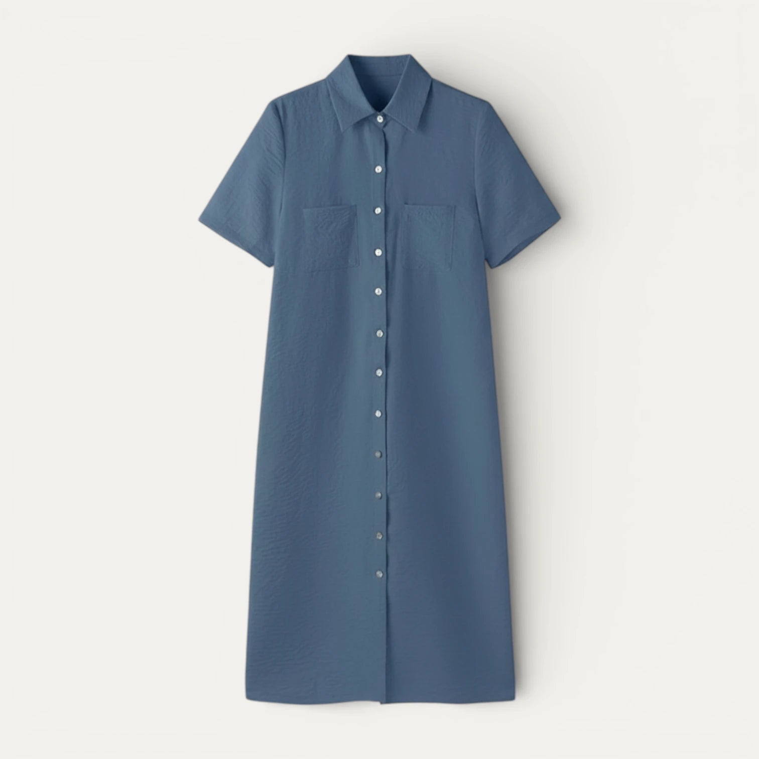 Robe Chemise Femme Midi Boutonnée Manches Courtes