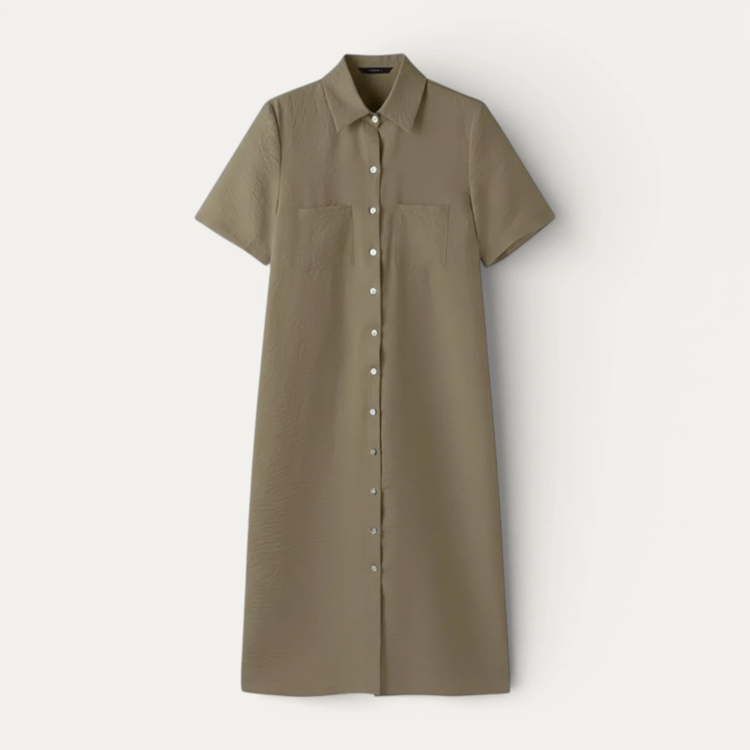 Robe Chemise Femme Midi Boutonnée Manches Courtes