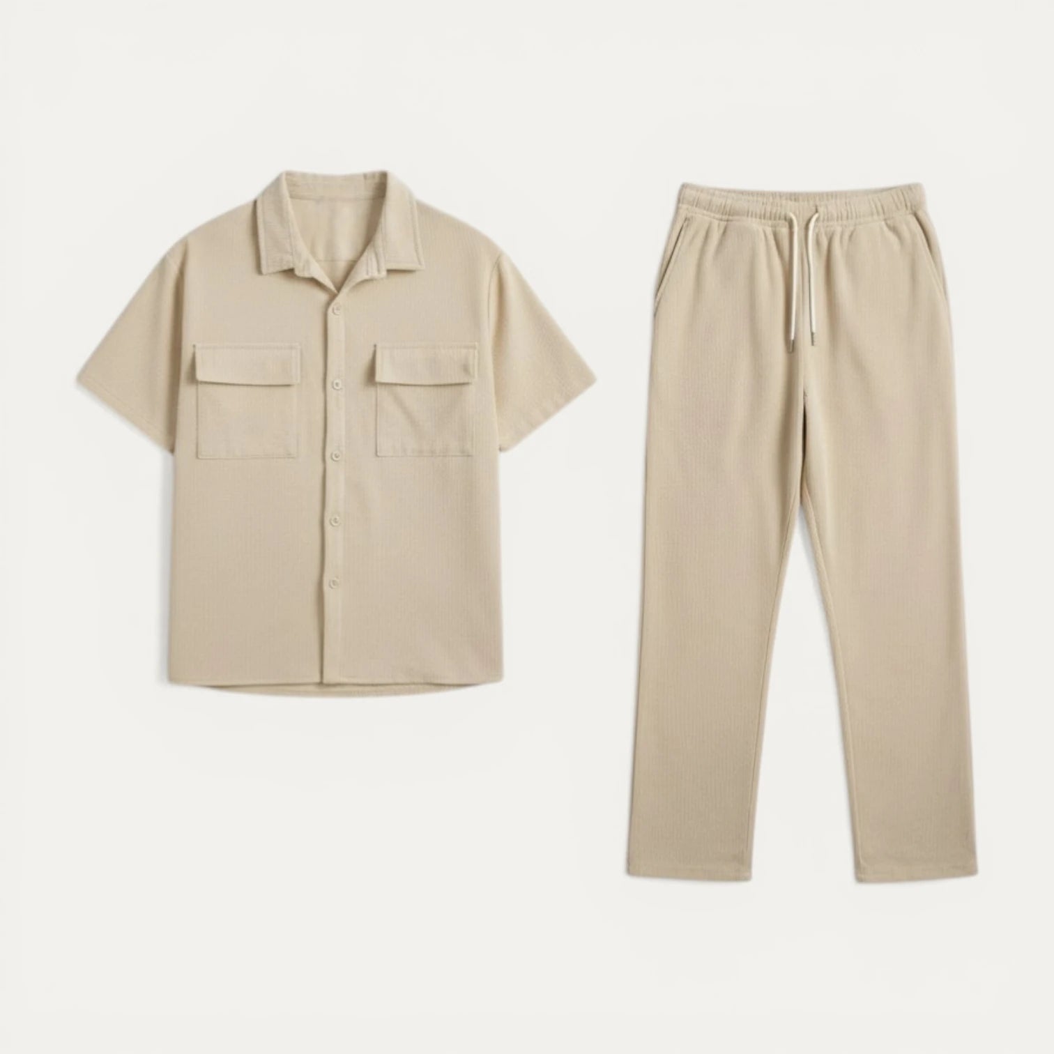 Ensemble Homme Chemise Manches Courtes Boutonnée Pantalon