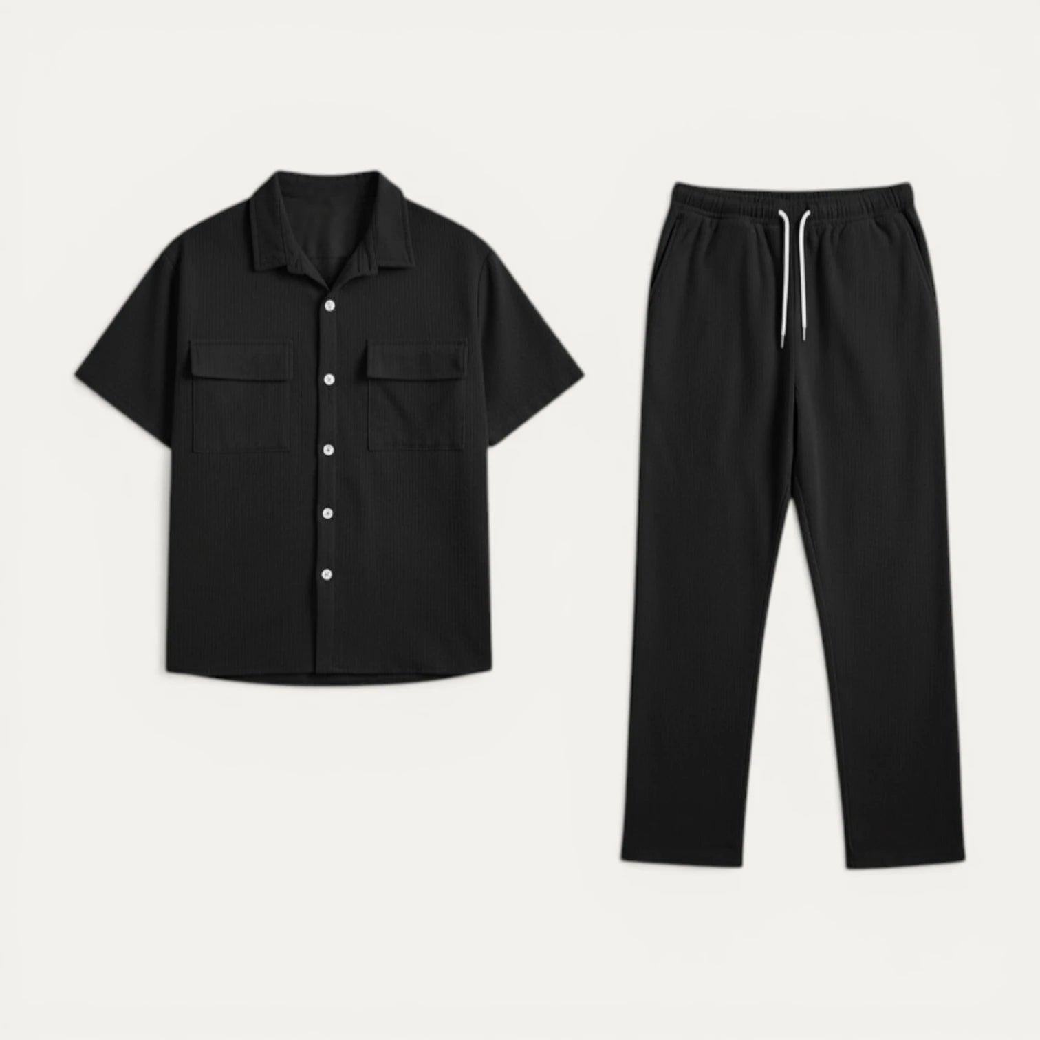 Ensemble Homme Chemise Manches Courtes Boutonnée Pantalon