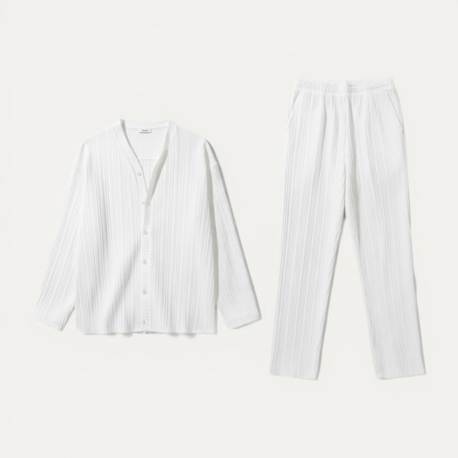 Ensemble Homme Chemise Texturée Côtelée Pantalon Droit