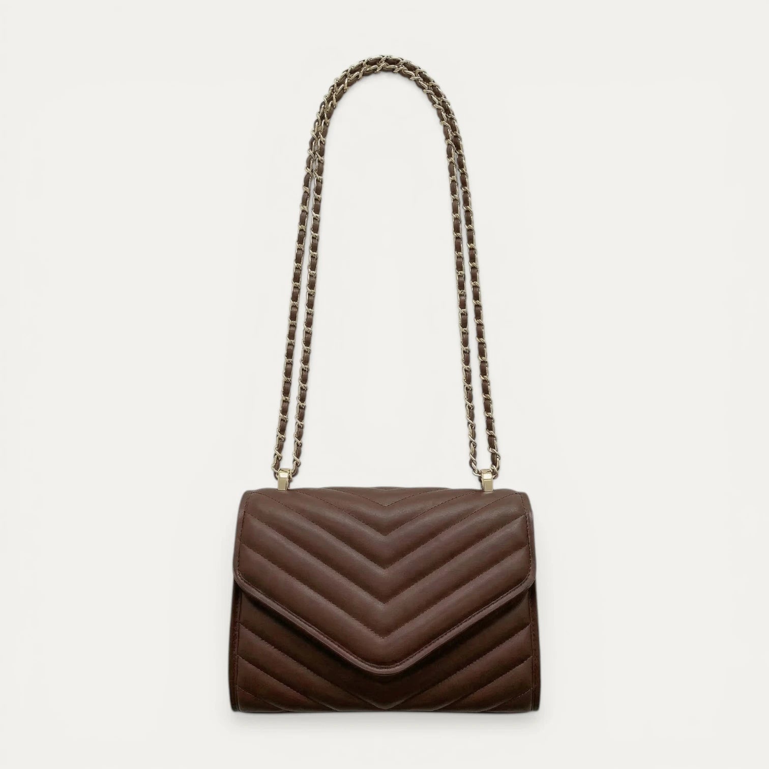 Sac Bandoulière Femme Matelassé Chevrons Chaîne Rabat