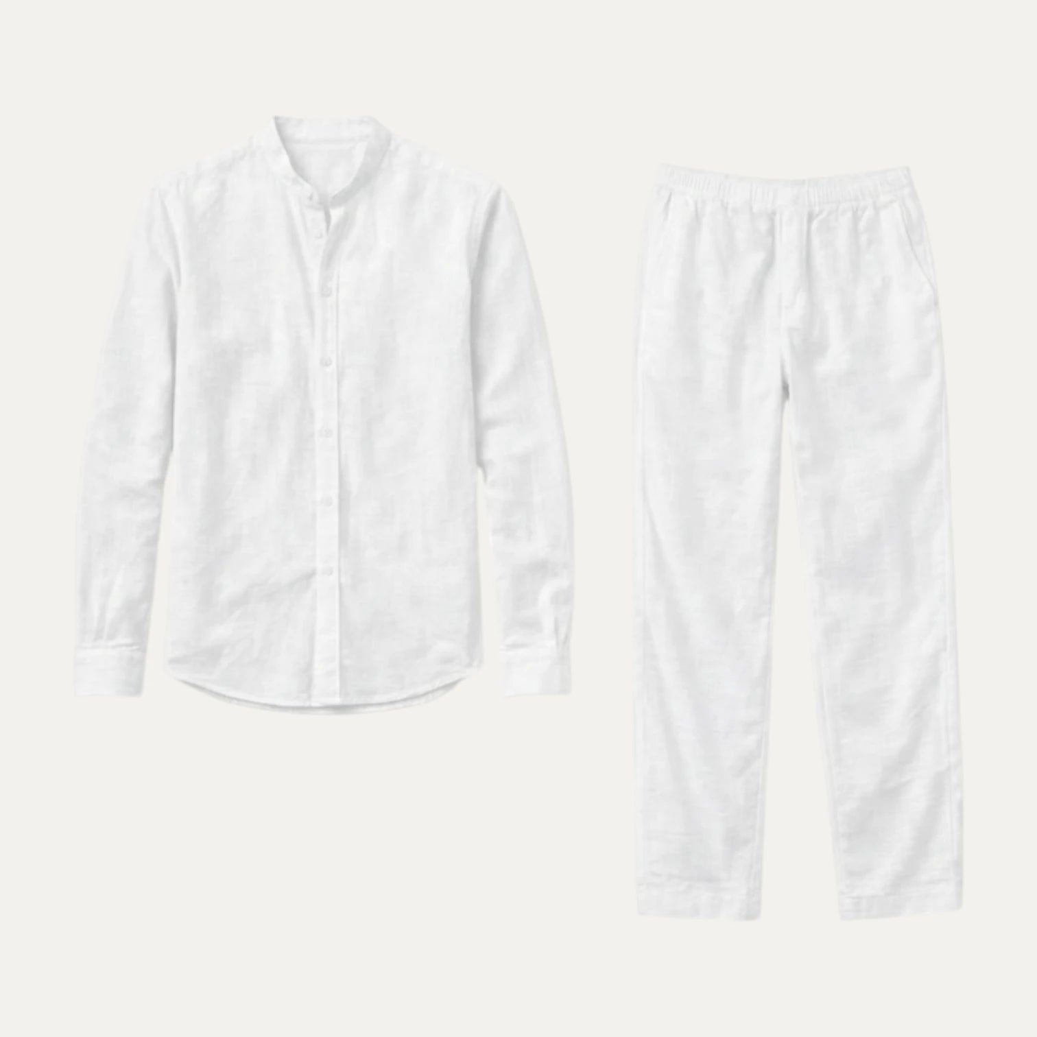 Ensemble Homme Chemise Col Mandarin Pantalon Taille