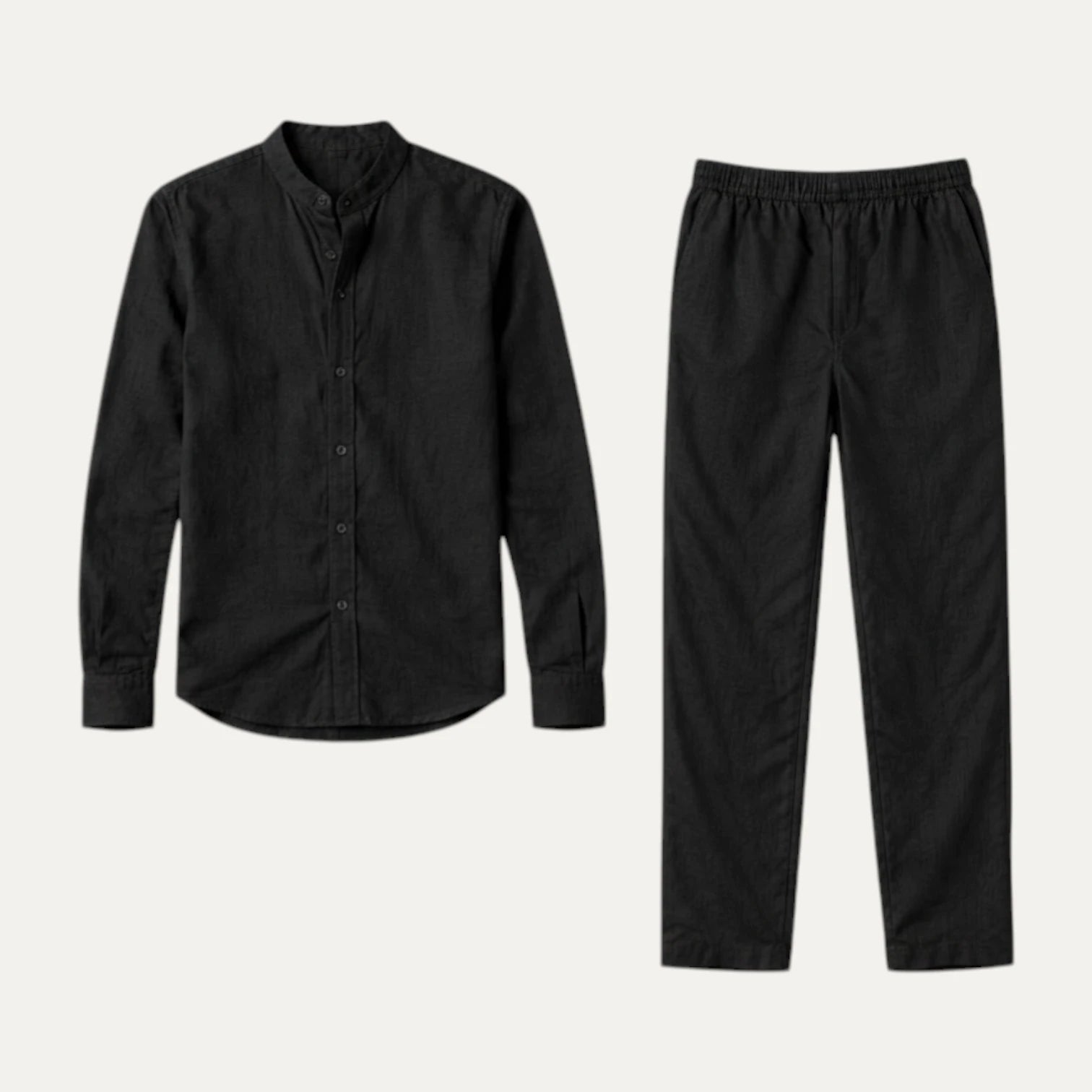 Ensemble Homme Chemise Col Mandarin Pantalon Taille
