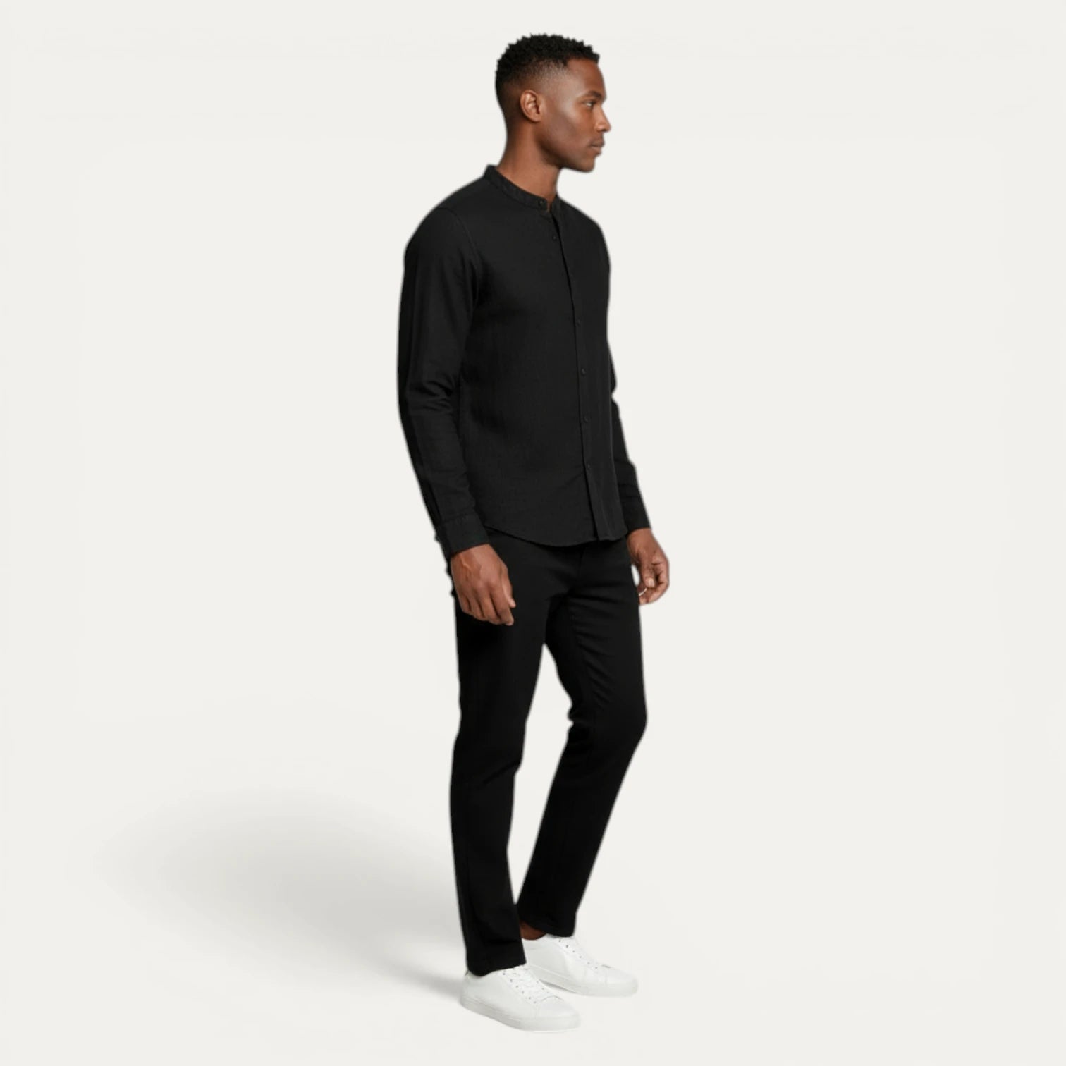 Ensemble Homme Chemise Col Mandarin Pantalon Taille