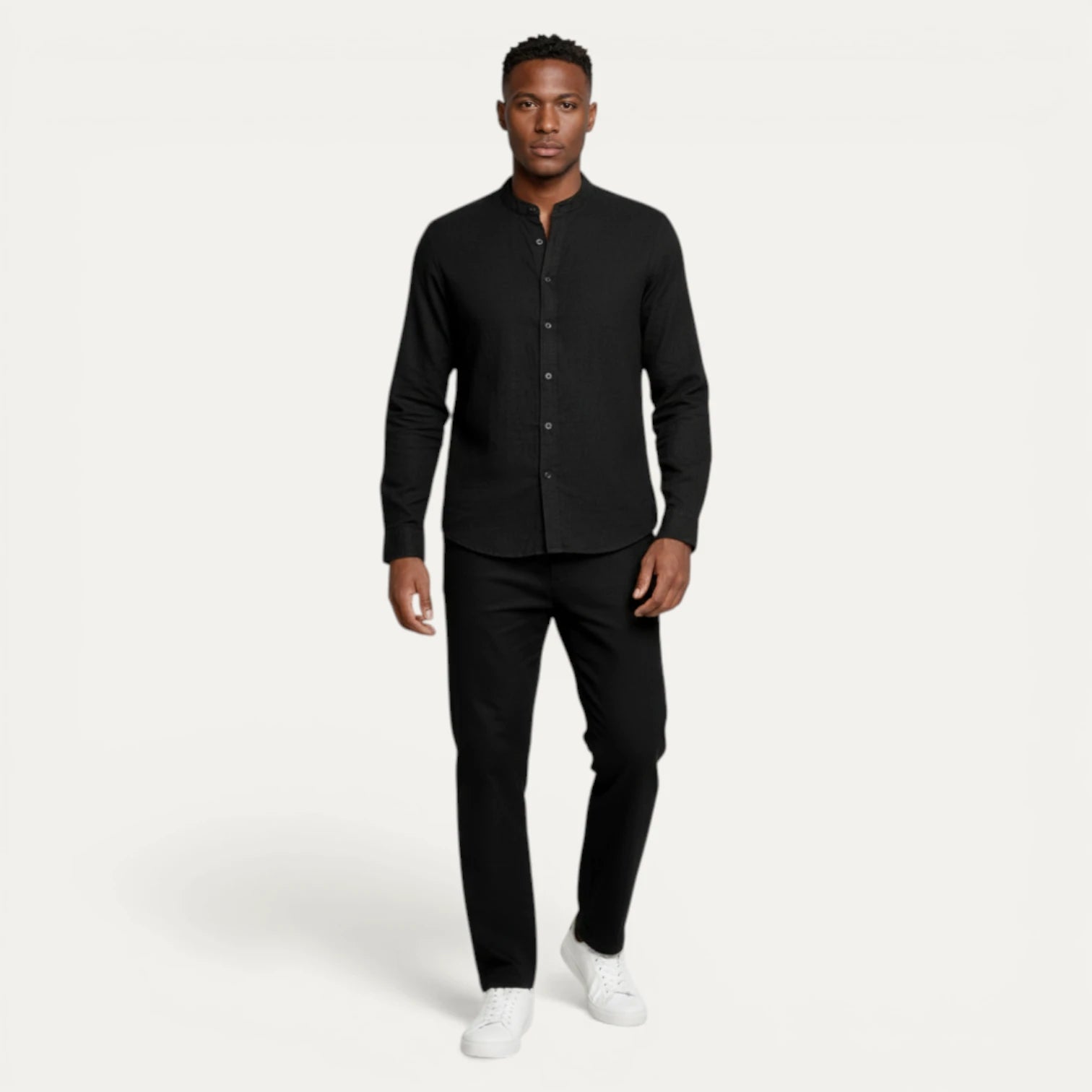 Ensemble Homme Chemise Col Mandarin Pantalon Taille