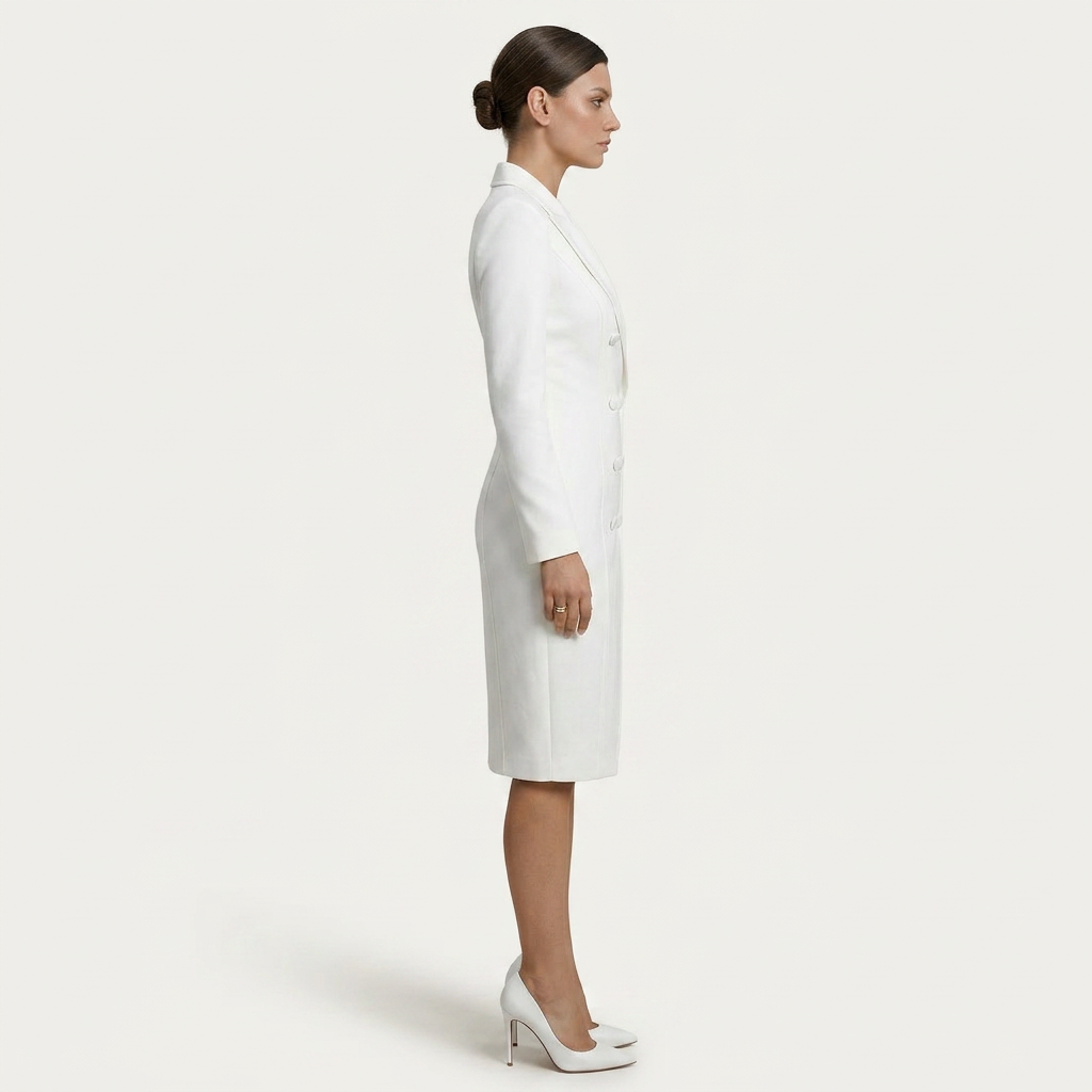 Robe Blazer Midi Femme Croisée Coupe Ajustée