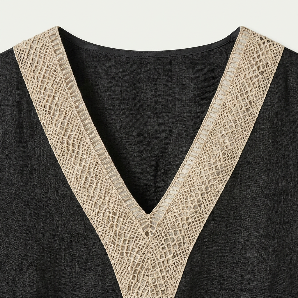 Robe Droite Femme Col V Finitions Contrastées