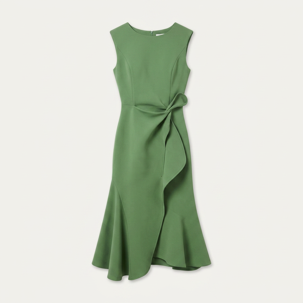 Robe Midi Sans Manches Femme Ceinture Nouée