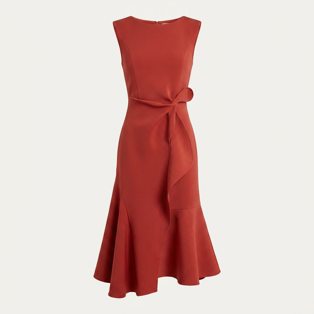 Robe Midi Sans Manches Femme Ceinture Nouée