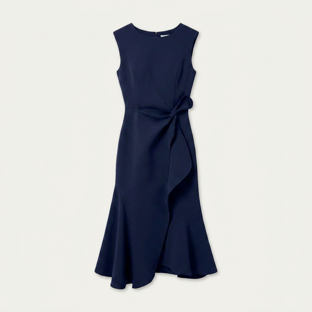 Robe Midi Sans Manches Femme Ceinture Nouée