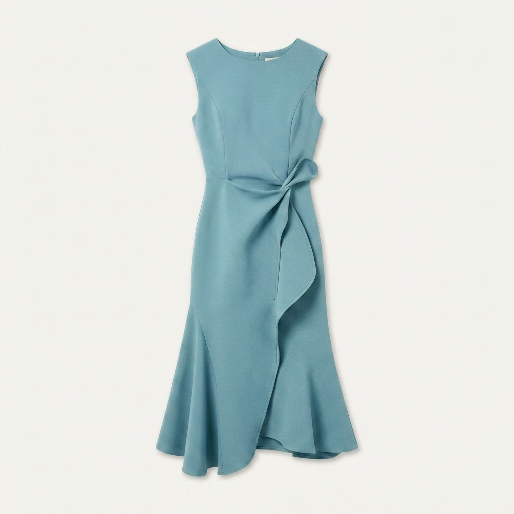 Robe Midi Sans Manches Femme Ceinture Nouée