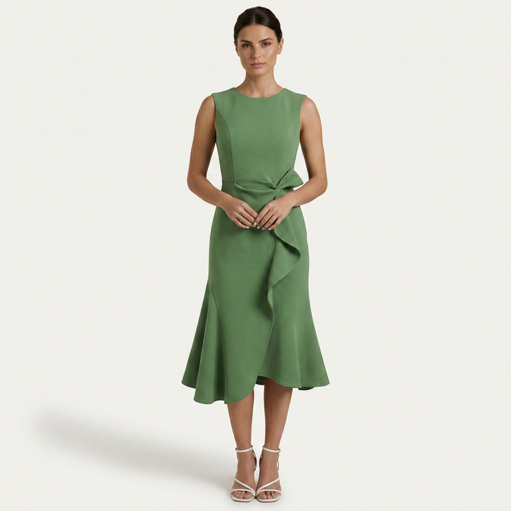 Robe Midi Sans Manches Femme Ceinture Nouée