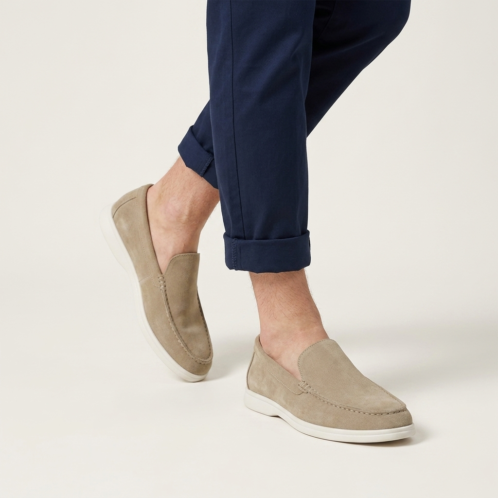 Mocassins Homme À Enfiler Aspect Suédine Profil Bas