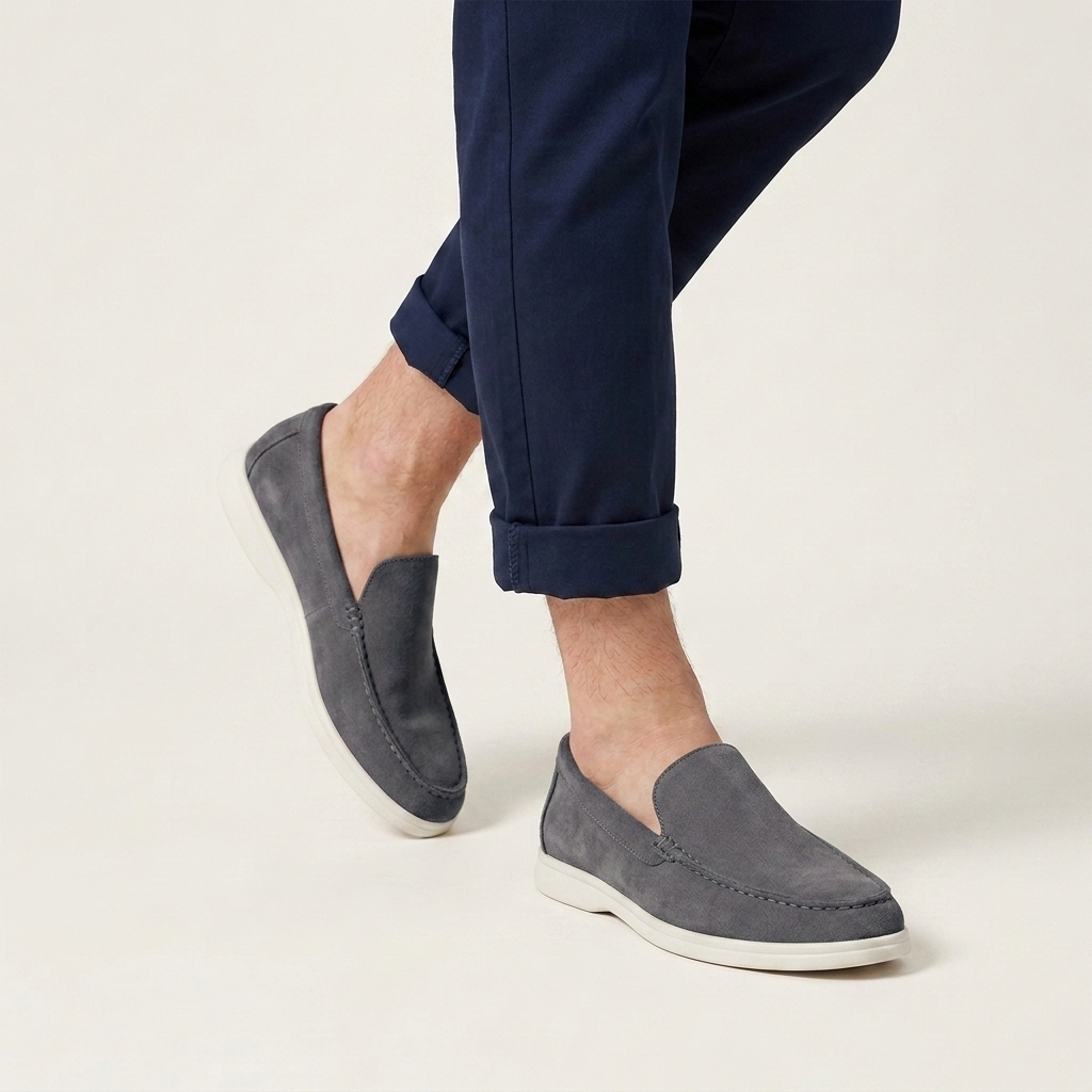 Mocassins Homme À Enfiler Aspect Suédine Profil Bas