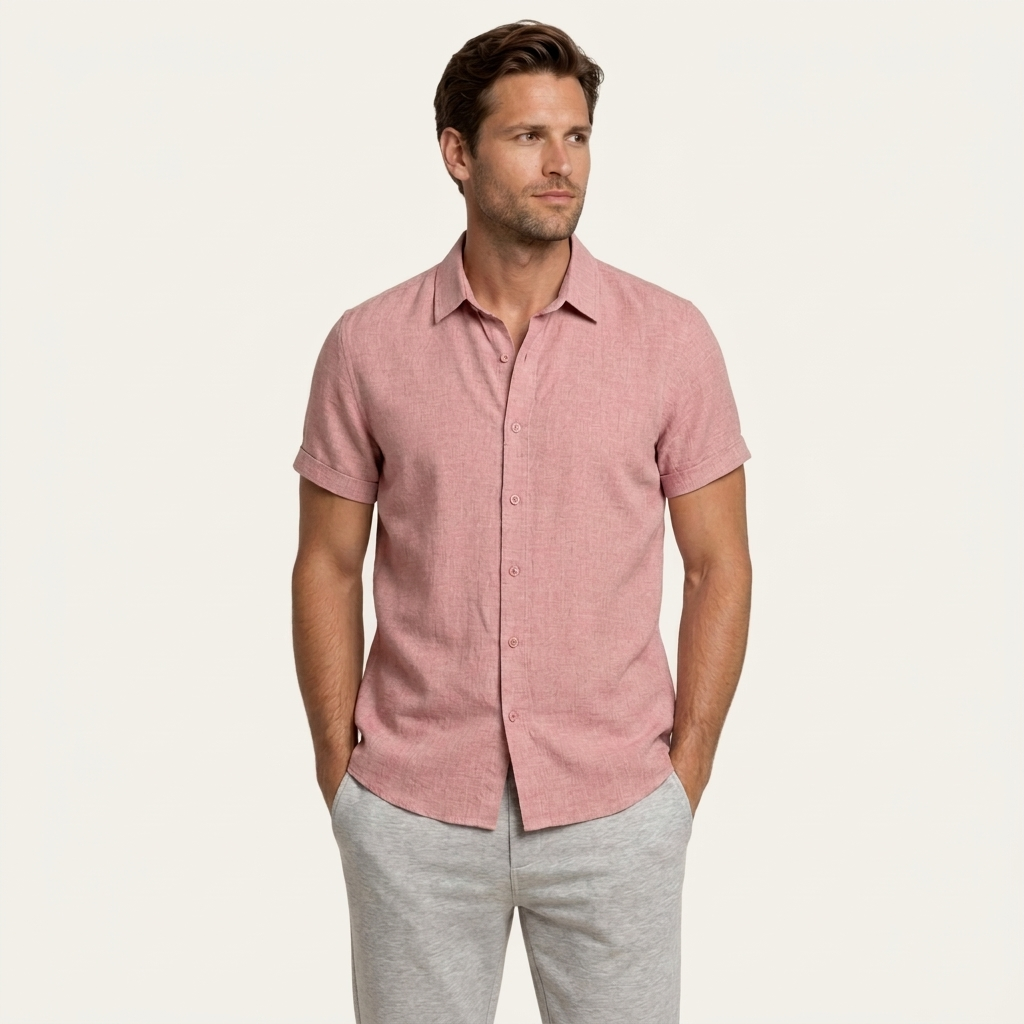 Chemise Homme Manches Courtes Col Classique Texturée
