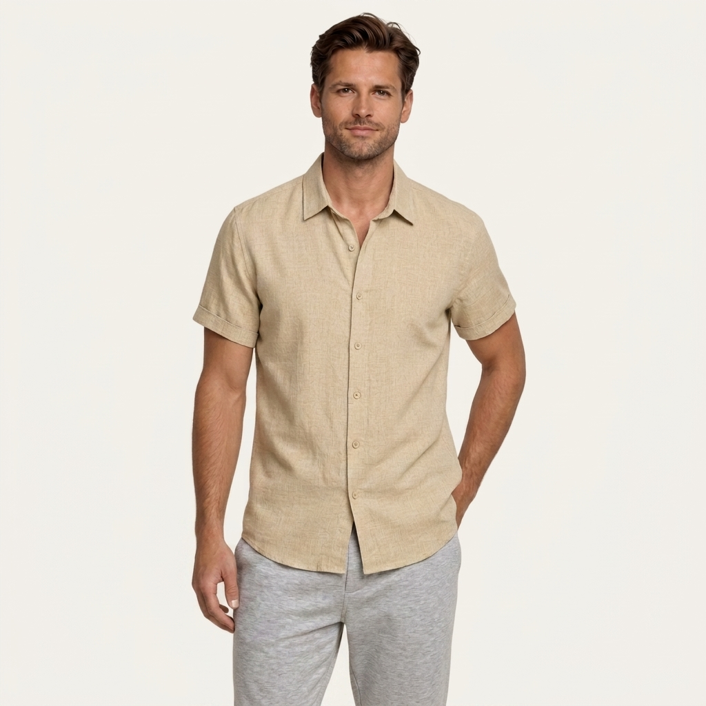 Chemise Homme Manches Courtes Col Classique Texturée