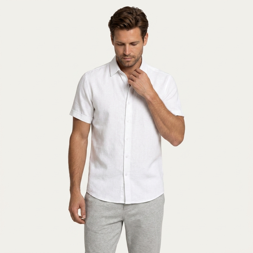 Chemise Homme Manches Courtes Col Classique Texturée