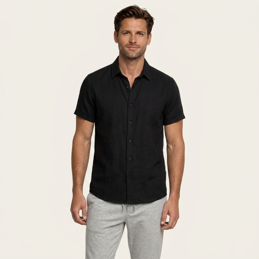 Chemise Homme Manches Courtes Col Classique Texturée