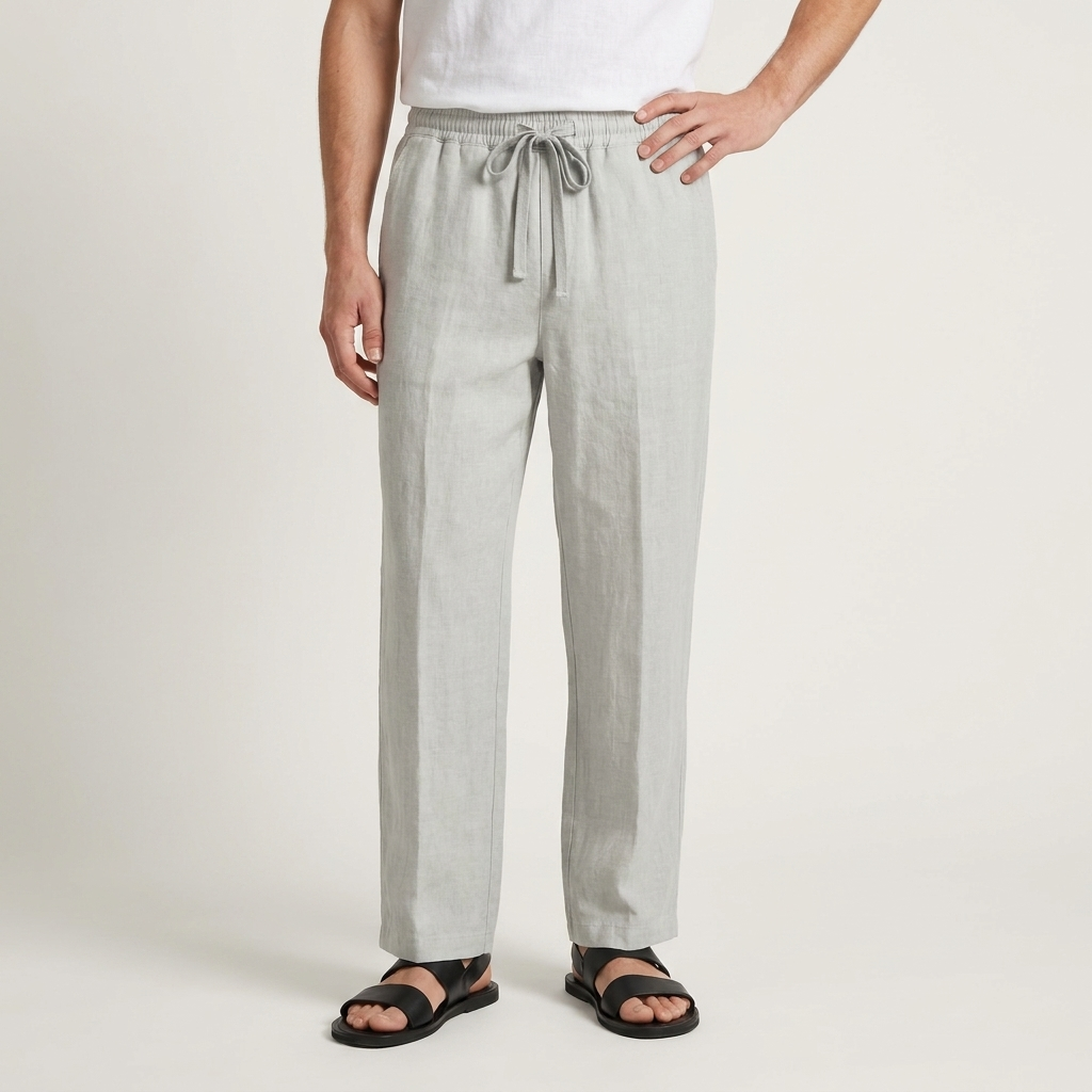 Pantalon Homme Taille Élastique Cordon Coupe Droite