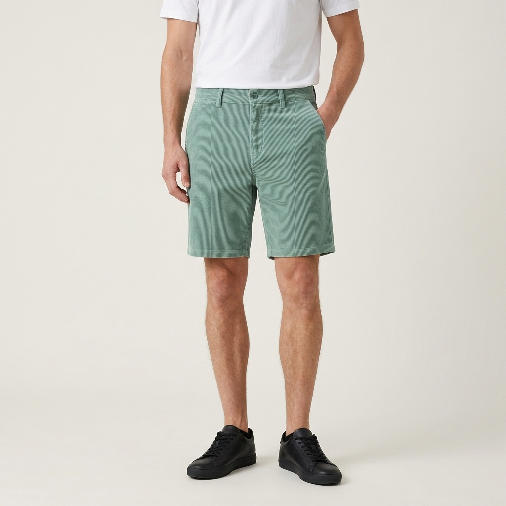 Short Homme Velours Côtelé Coupe Droite