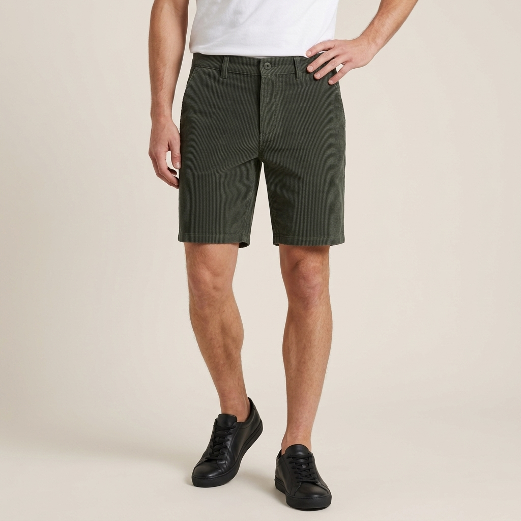 Short Homme Velours Côtelé Coupe Droite