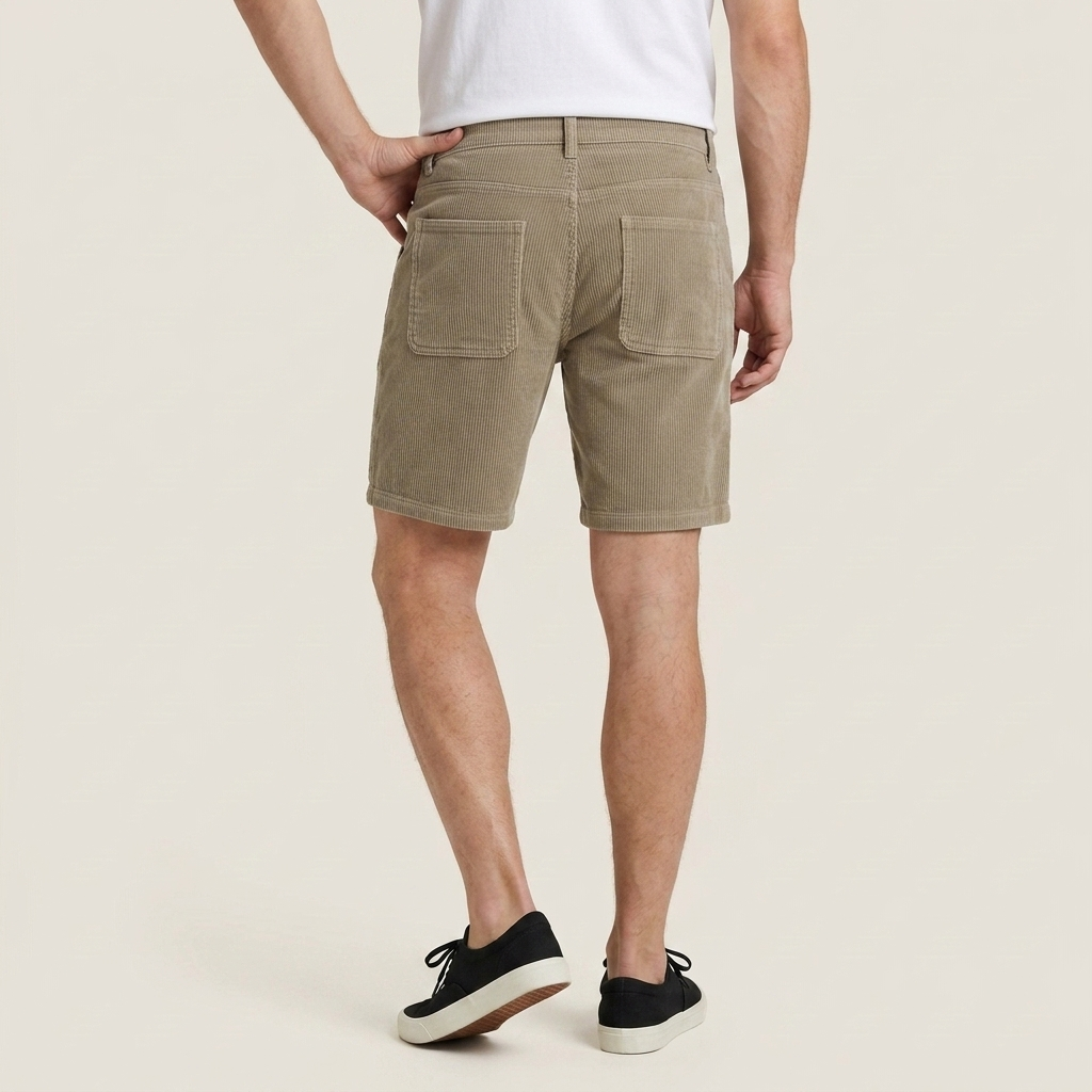 Short Homme Velours Côtelé Coupe Droite