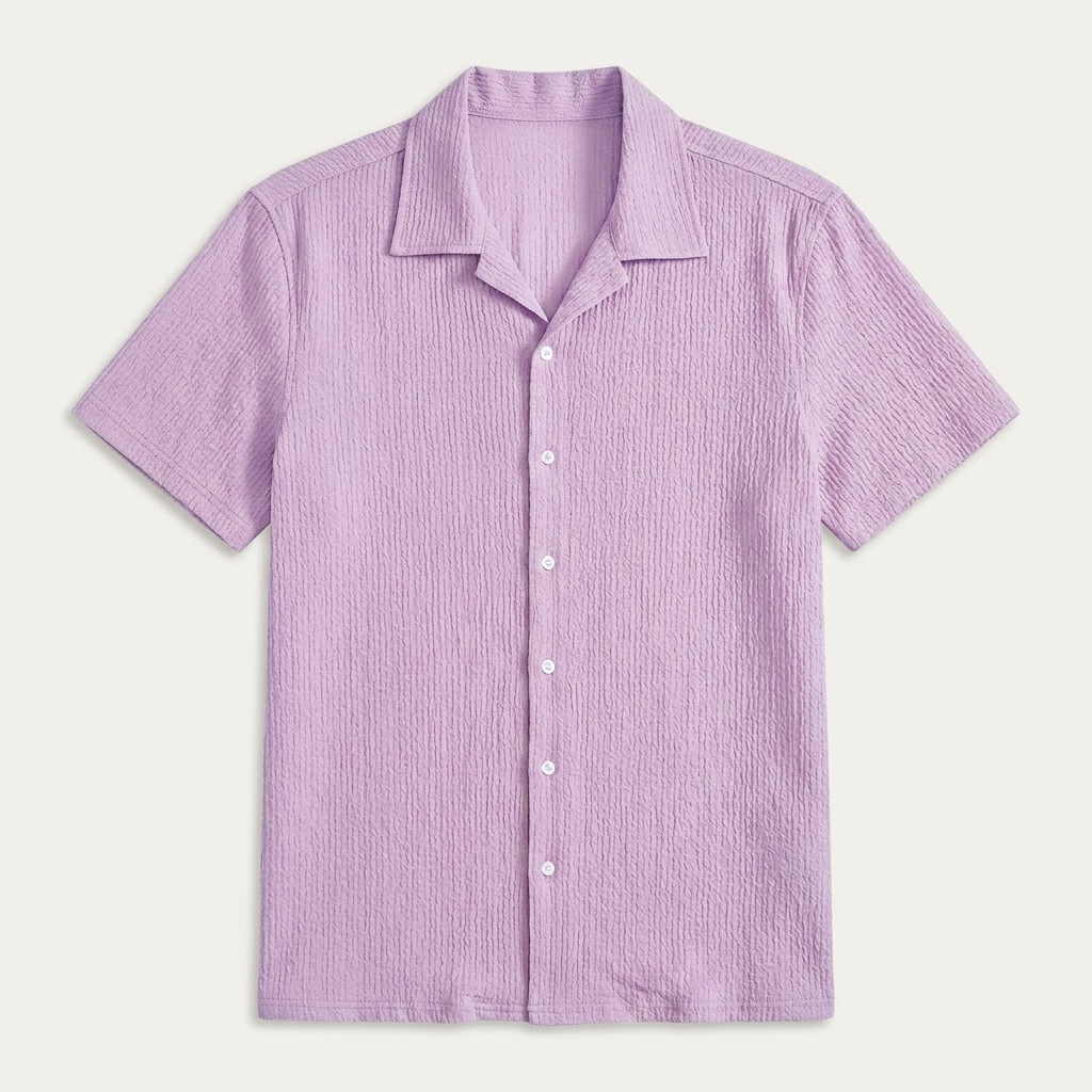 Chemise Homme Col Camp Manches Courtes Texturée