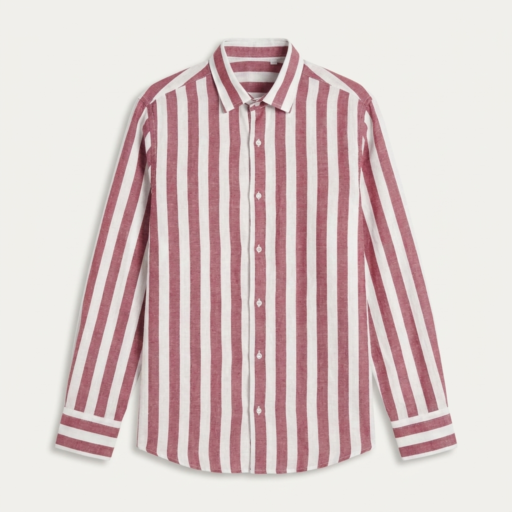 Chemise Homme Rayures Verticales Manches Longues Classique