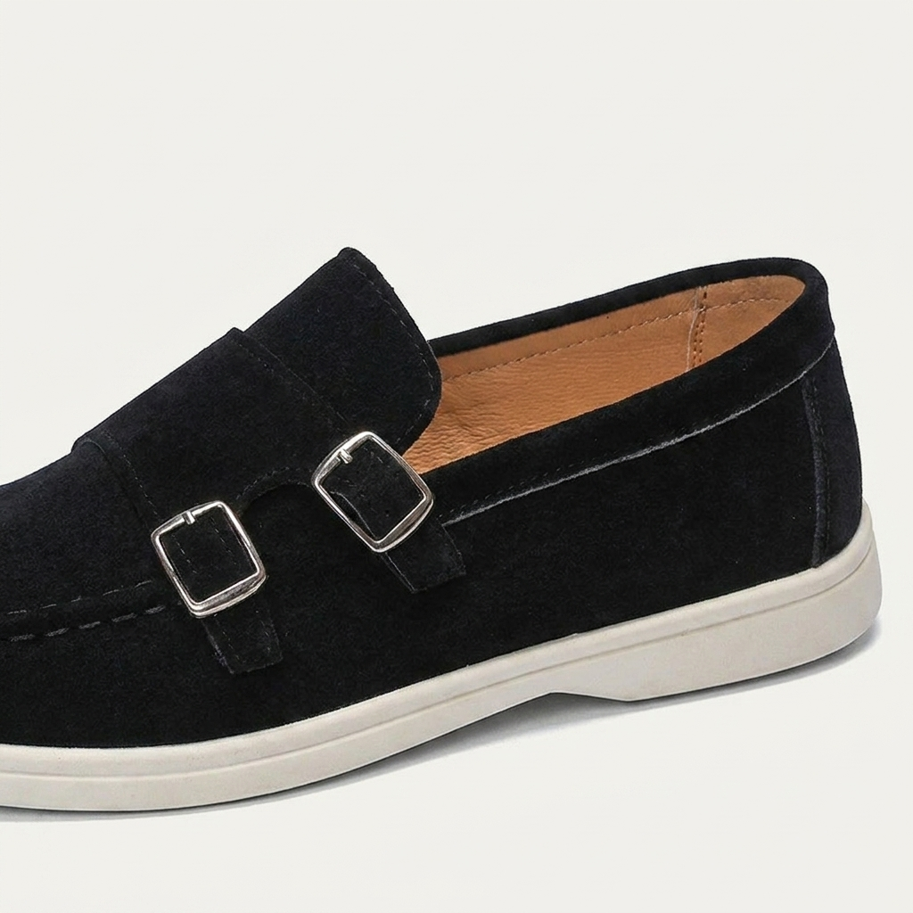 Mocassins Homme Double Boucle Texture Élégante Profil Bas