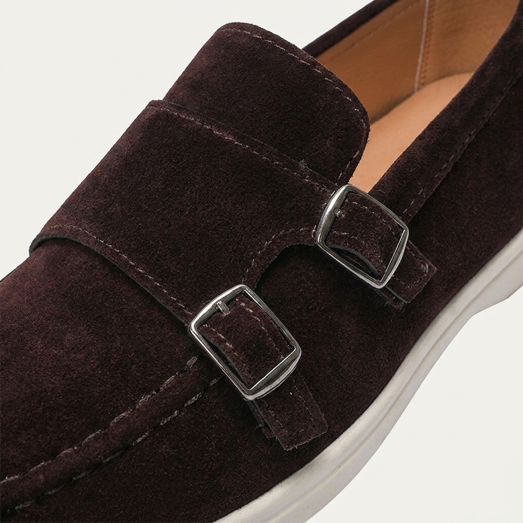 Mocassins Homme Double Boucle Texture Élégante Profil Bas
