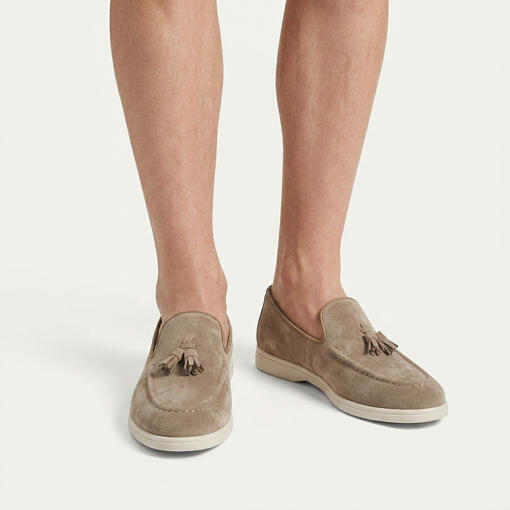 Mocassins Homme À Pampilles Texture Élégante Profil Bas