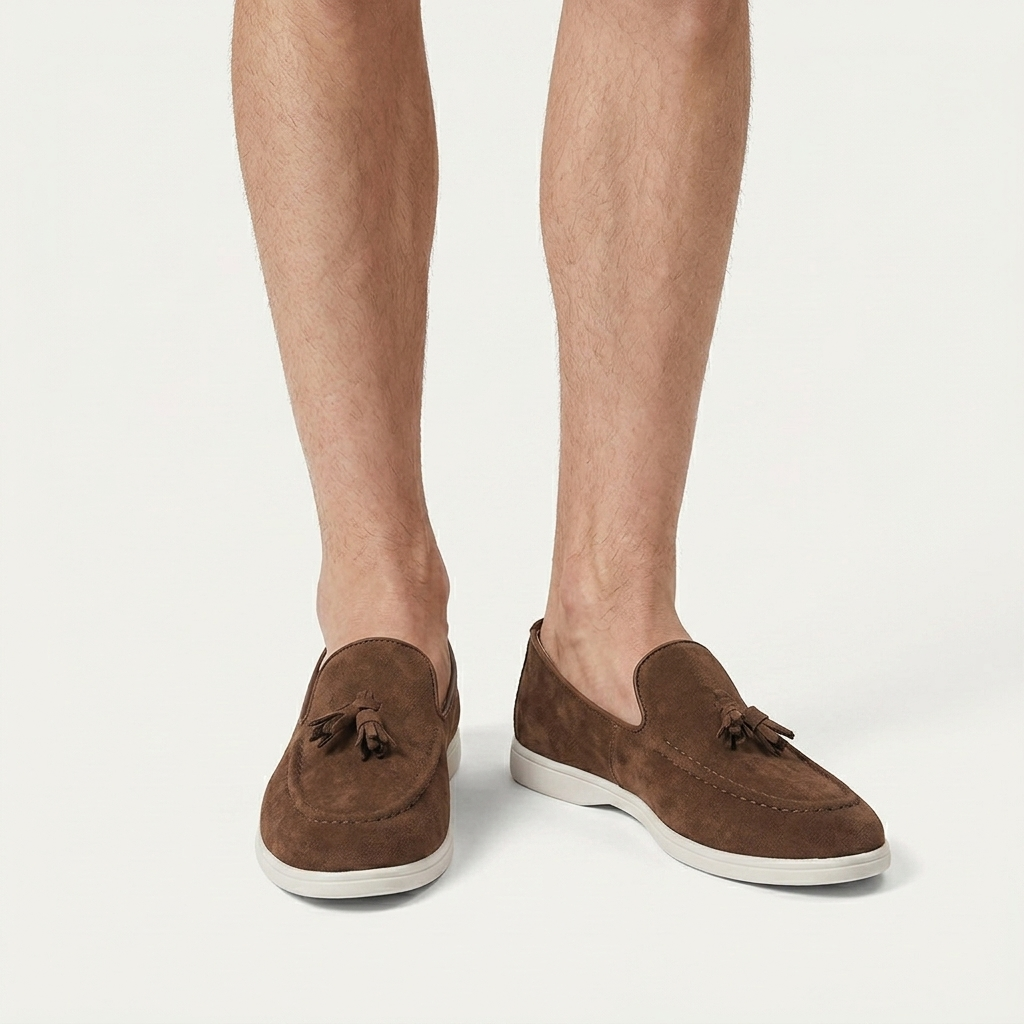 Mocassins Homme À Pampilles Texture Élégante Profil Bas