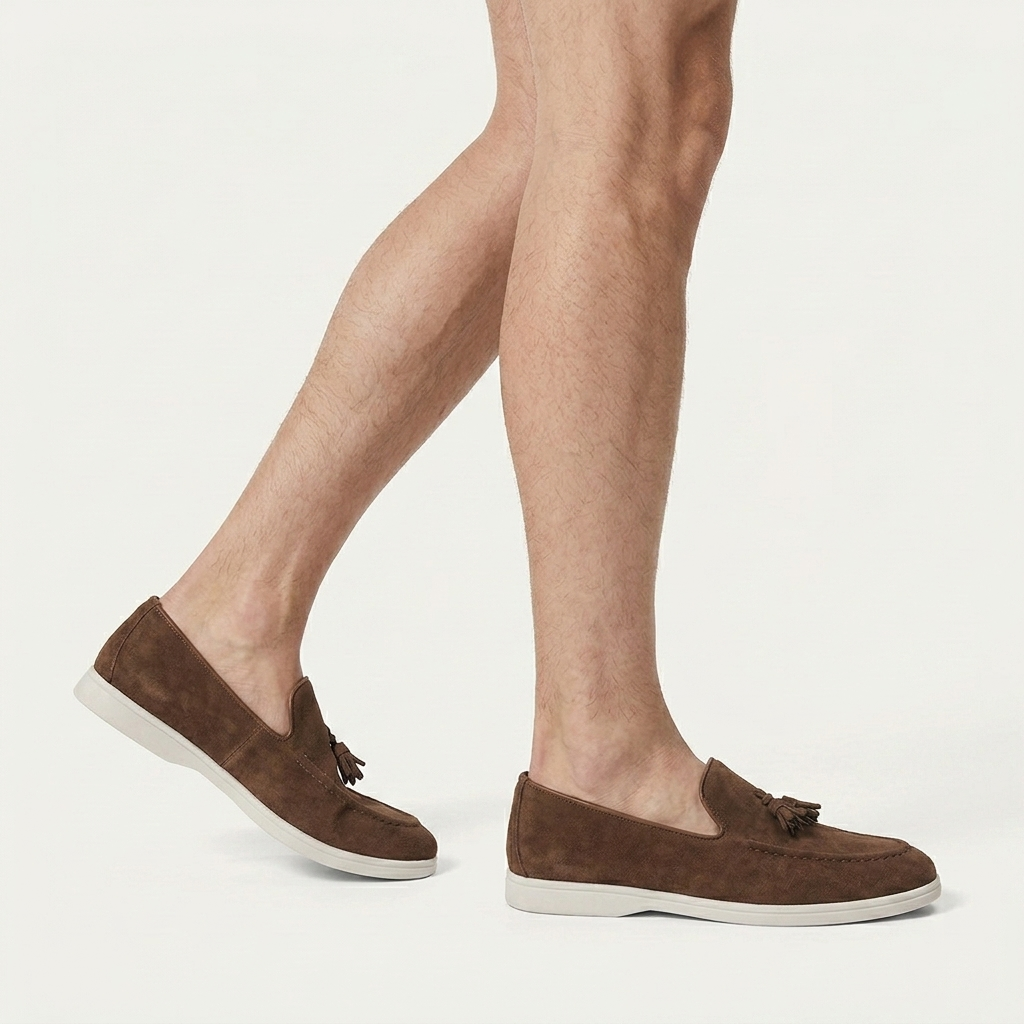 Mocassins Homme À Pampilles Texture Élégante Profil Bas
