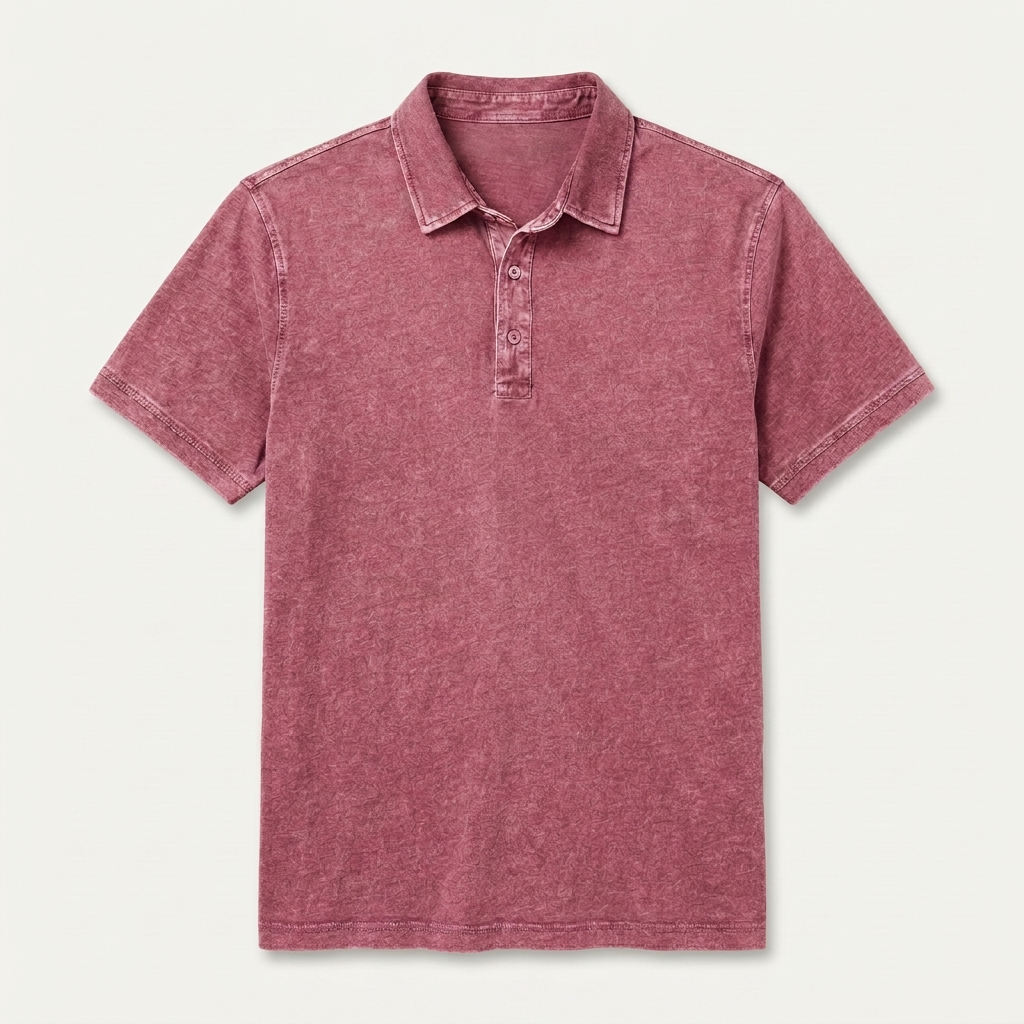 Polo Homme Effet Délavé Patte Boutonnée