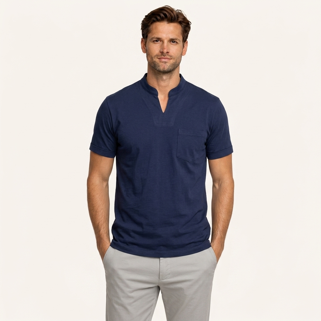 Chemise Homme Manches Courtes Col Cranté Poche Poitrine