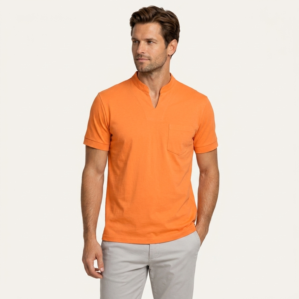 Chemise Homme Manches Courtes Col Cranté Poche Poitrine