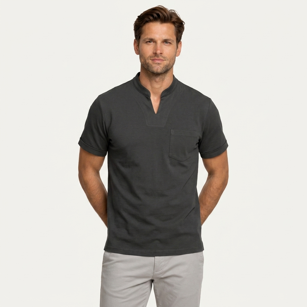 Chemise Homme Manches Courtes Col Cranté Poche Poitrine