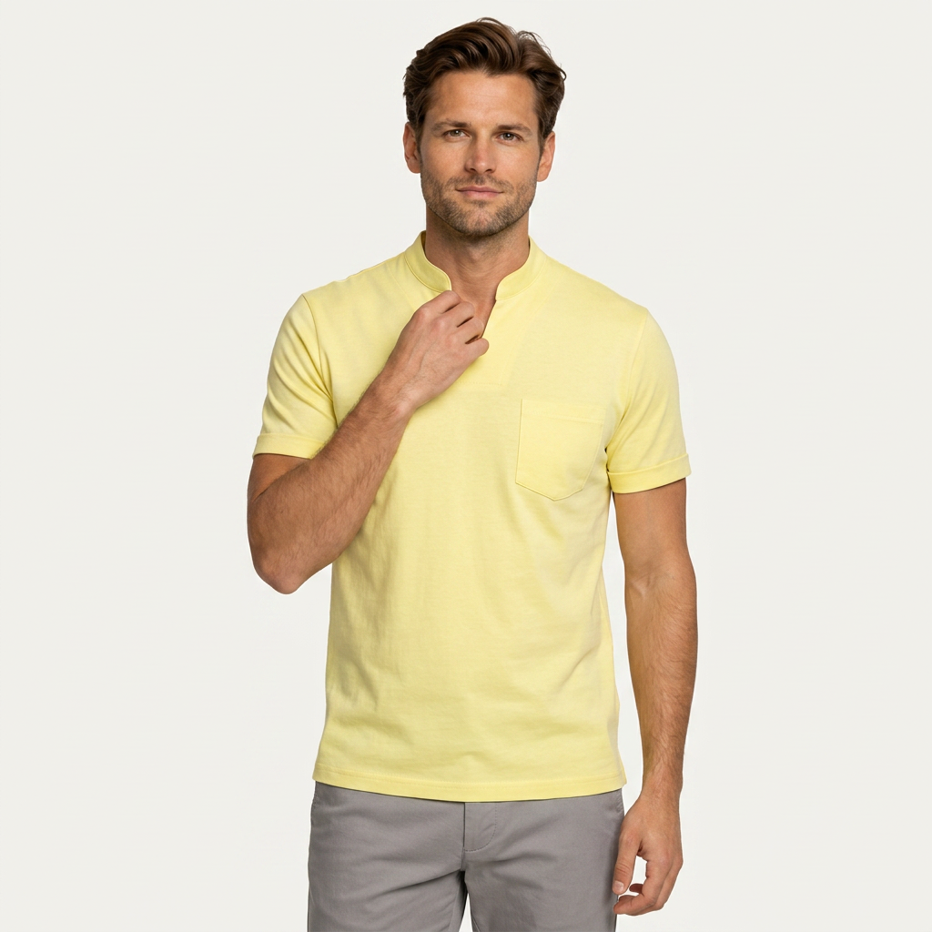 Chemise Homme Manches Courtes Col Cranté Poche Poitrine